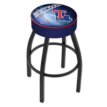 Holland Bar Stool Co 30" 4" Louisiana Tech Cushion Seat, Blk Wrinkle Base Swivel Bar Stool L8B130LaTech-D2
